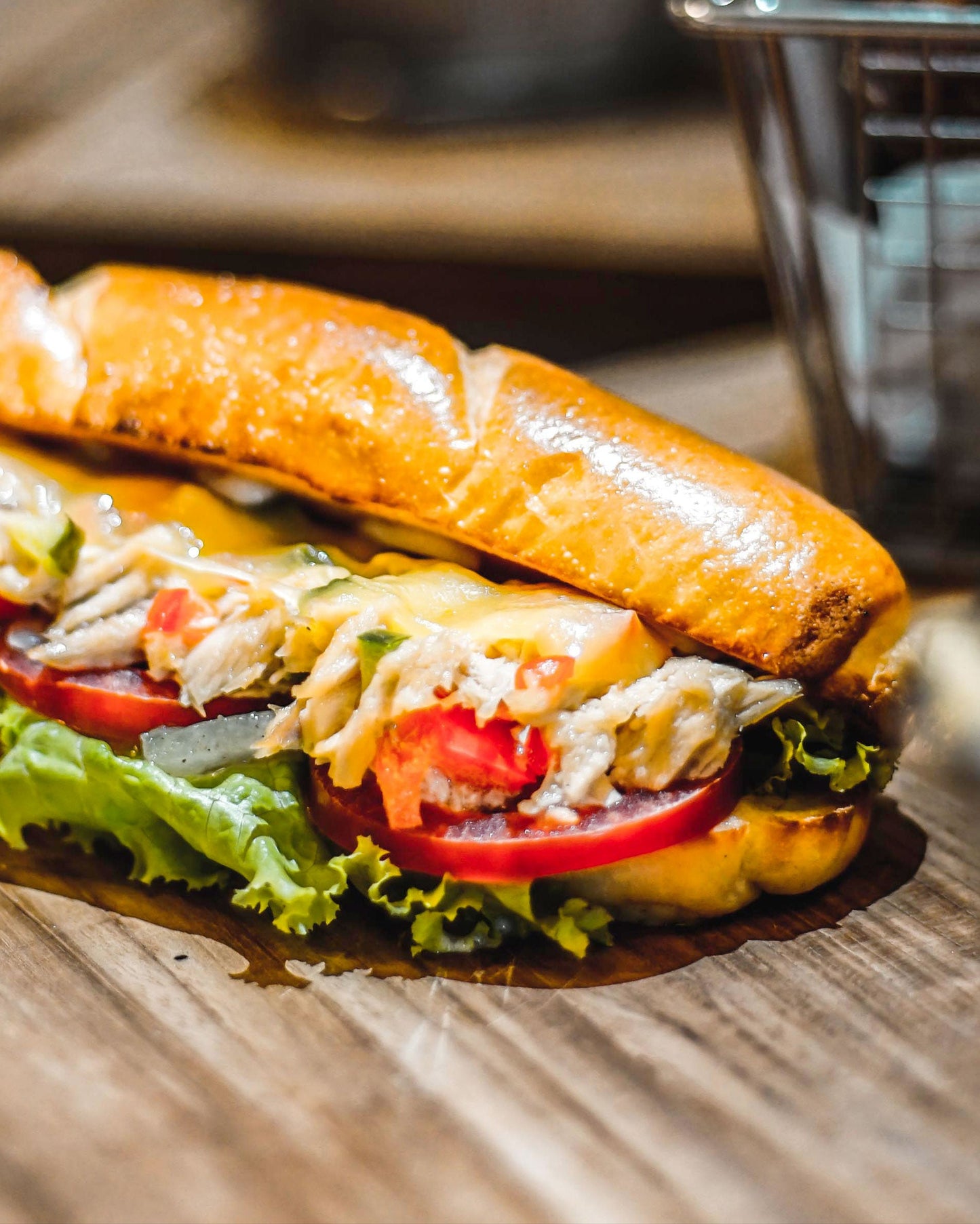 Details of a sandwich at a restaurant