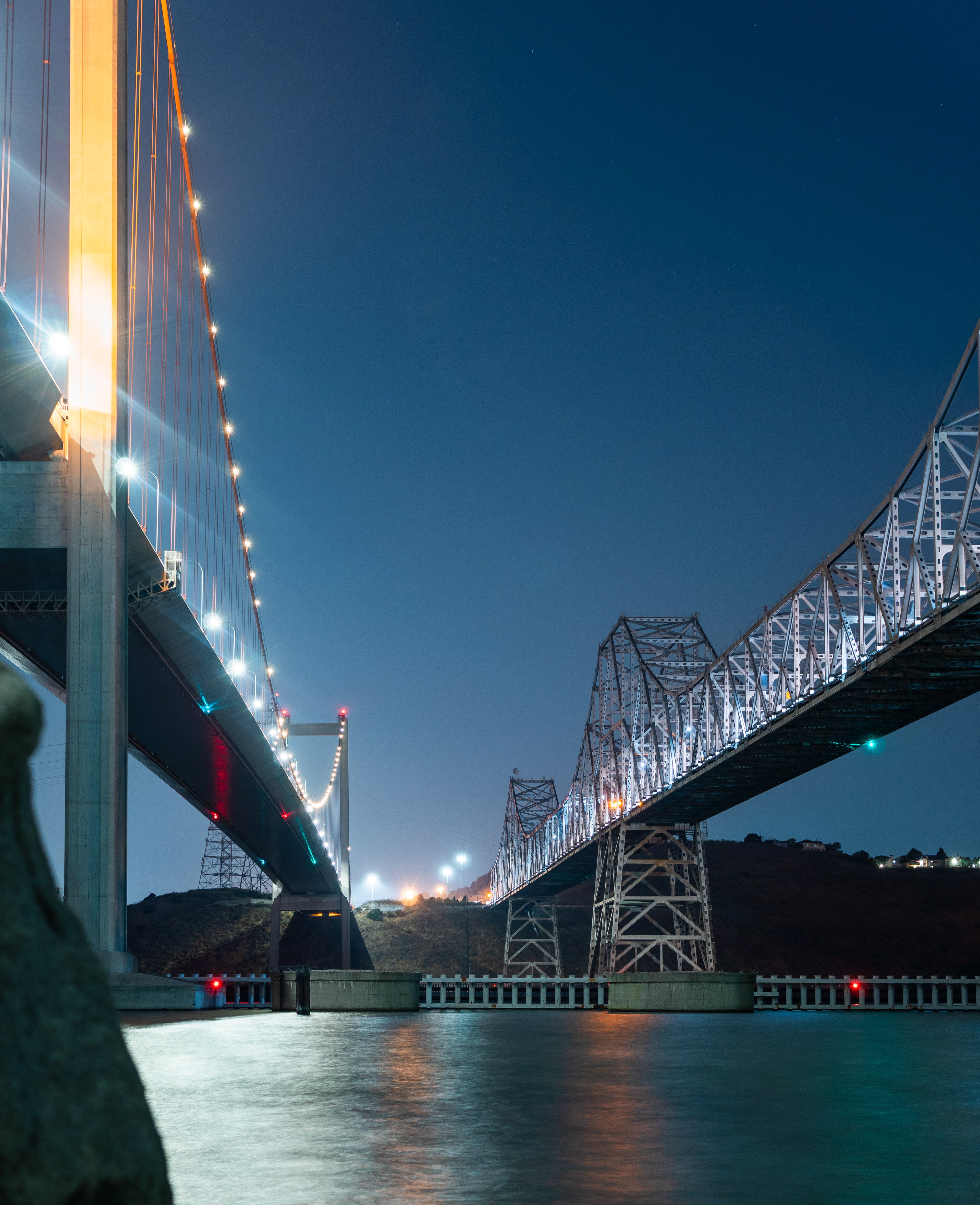 Carquinez Bridge at night.