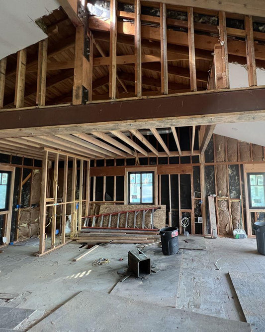 A house without drywall in the process of being remodeled.