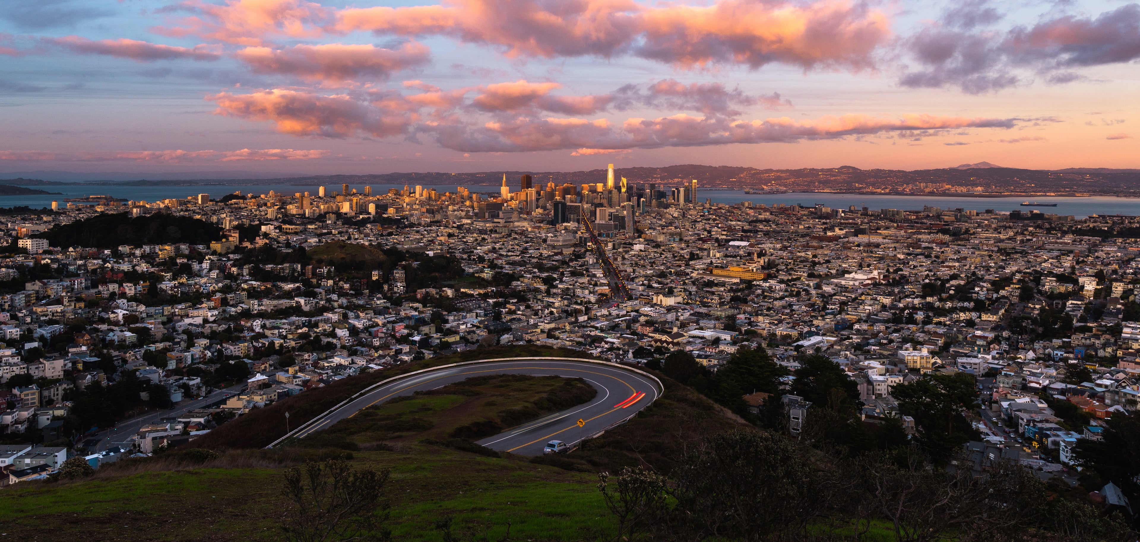 Twin Peaks at sunset.