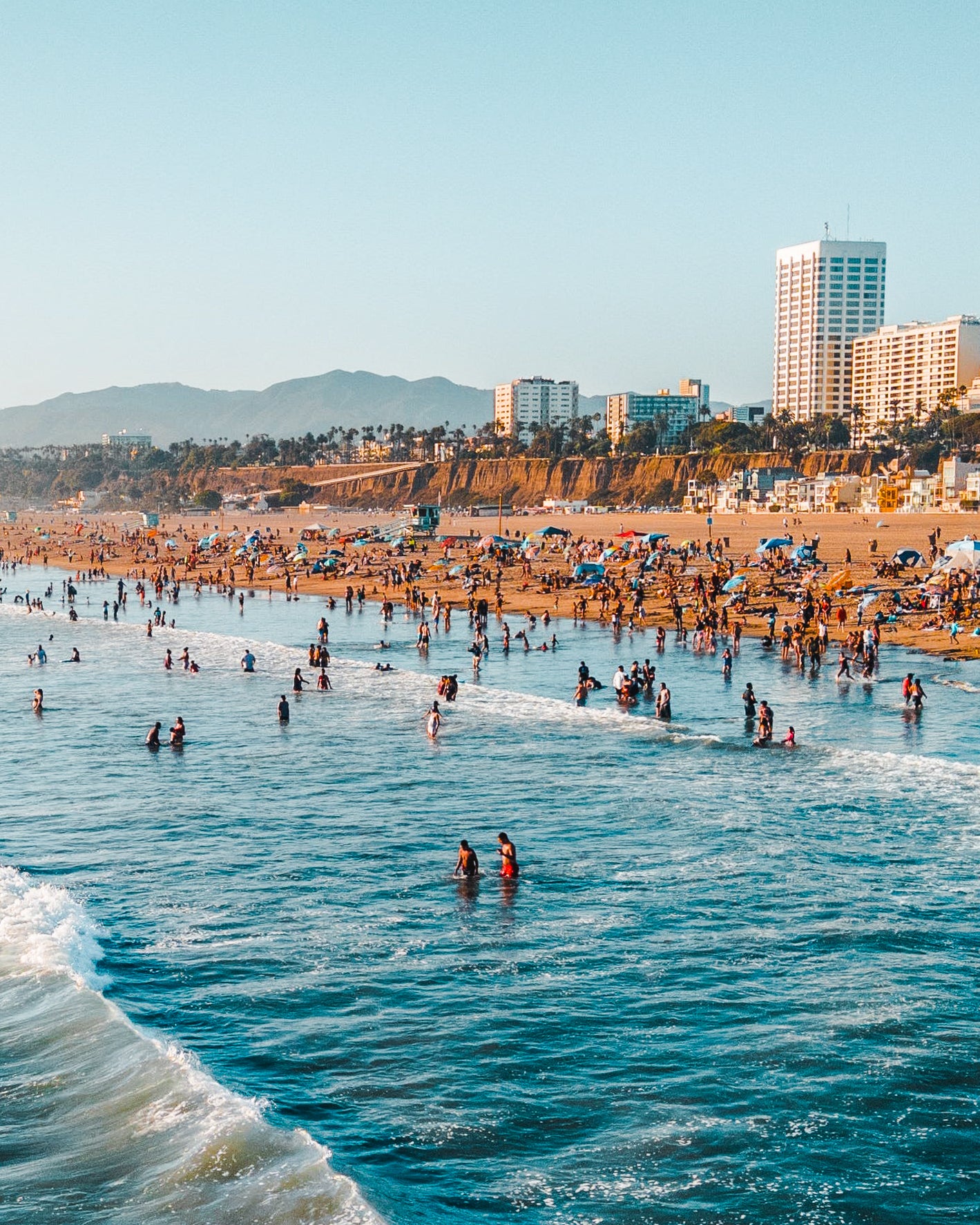 Santa Monica Pier at sunset.